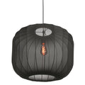 Suspension en lin noir avec ampoule visible et panty en mesh noir de Ø55 cm
