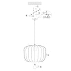 Diagramme de montage du plafonnier suspendu en lin noir avec ampoule visible Ø55 cm