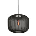 Suspension en lin noir rond avec fibres apparentes, lampe pendentif en mesh noir