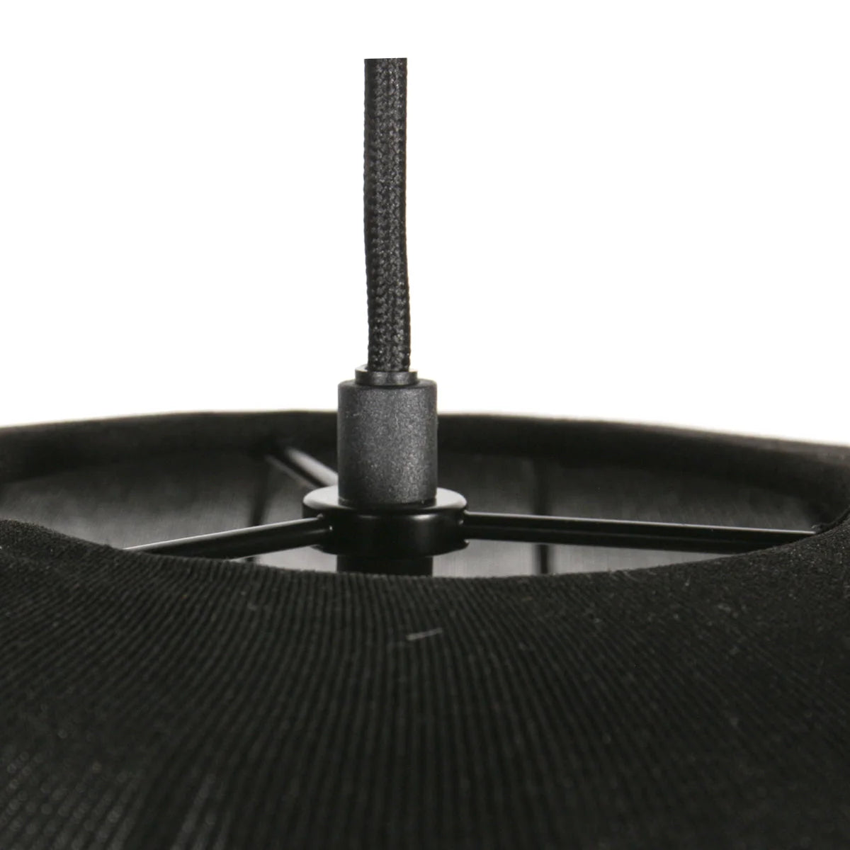 Abats-jour en tissu noir rond avec cordon pour Suspension en lin noir Ø45 cm