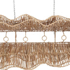 Suspension linéaire en fibres de jonc de mer naturel à trois niveaux avec chandelier ondulé