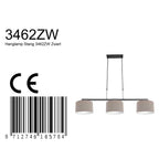 Suspension linéaire en métal noir avec trois abat-jours en tissu taupe 140x30 cm