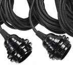 Câbles électriques noirs en tissu avec douilles gainées pour suspension luminaire noire