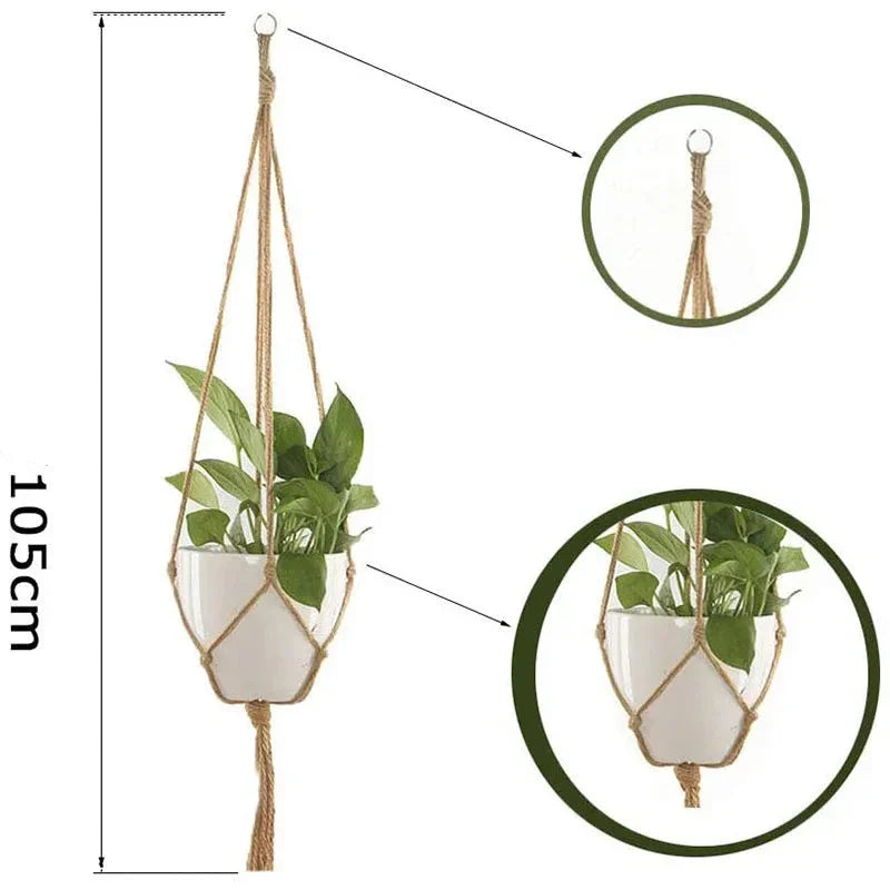 Support suspendu en macramé pour plantes, lot de 6, décoration intérieure végétale