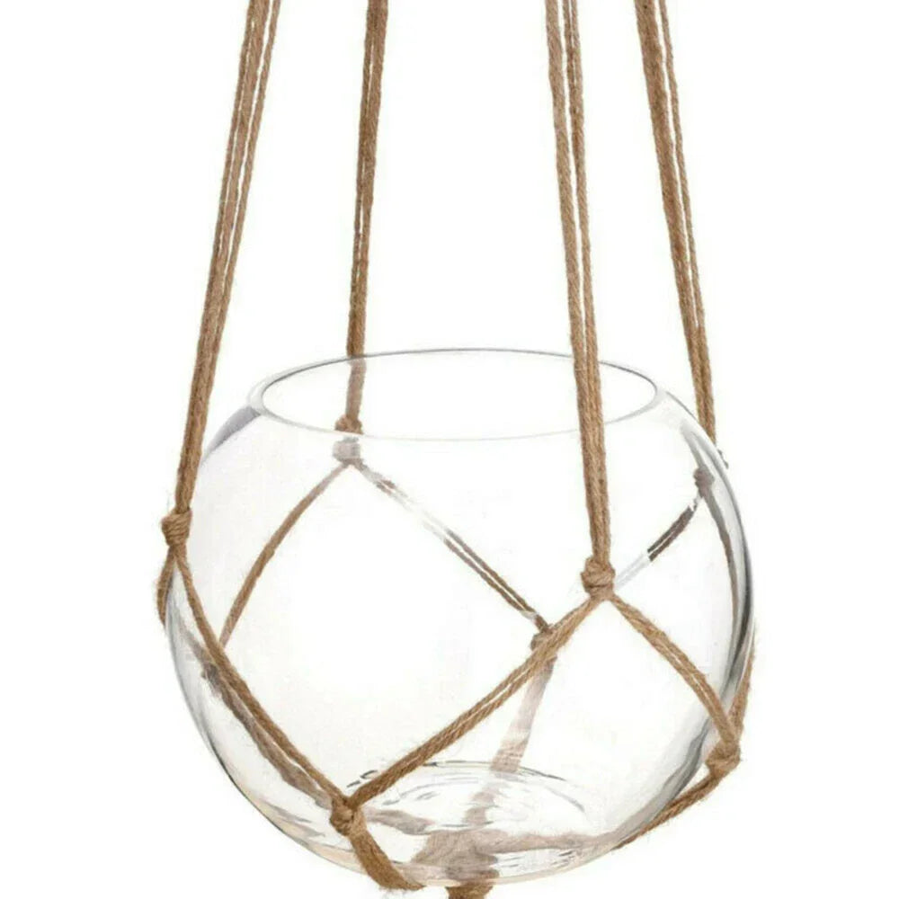Terrarium en verre suspendu avec corde pour plantes, lot de 6, macramé moderne