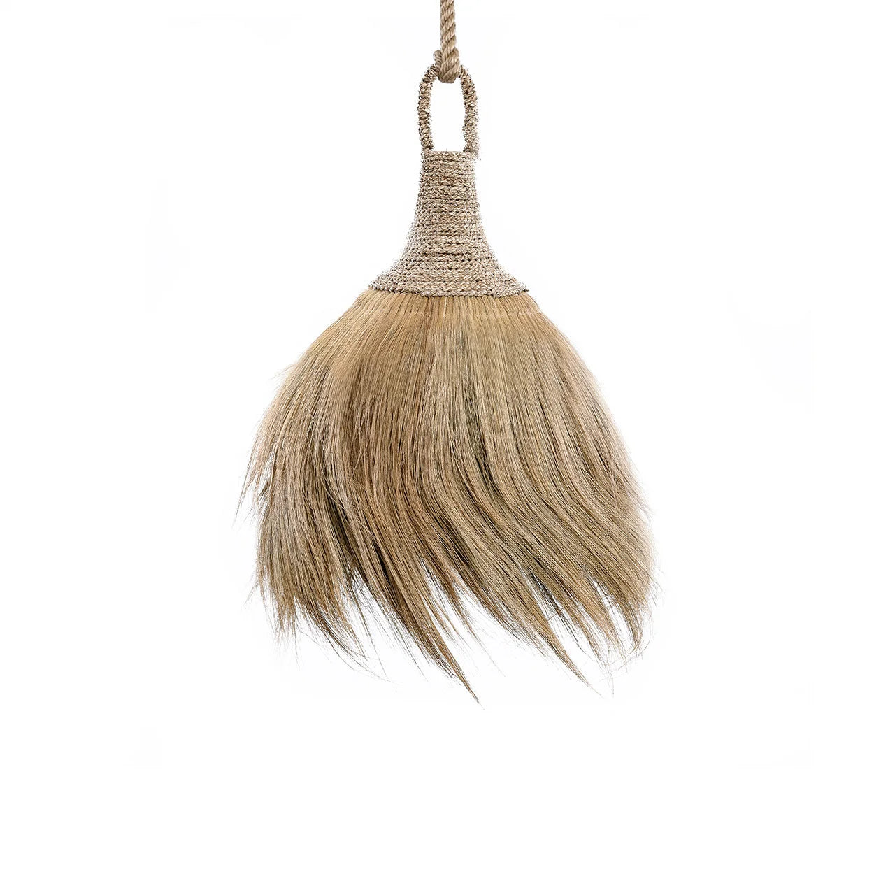 Balai en fibre naturelle tressée avec anse et boucle, Ø50 cm