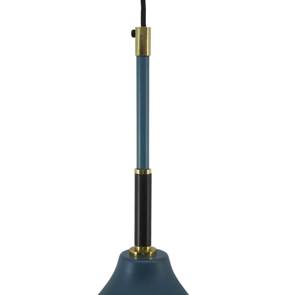 Suspension en bleu et noir avec accents en laiton pour la Hängelampe Caja Blau