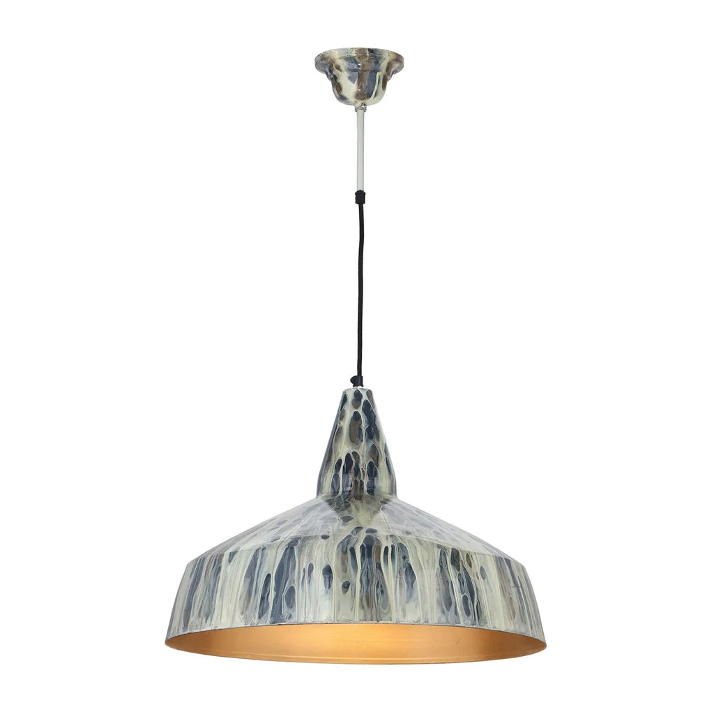 Suspension Hängelampe Harlow 100 Creme en blanc et gris avec intérieur or chaud