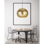 Suspension en métal doré martelé finition brillante avec sphère lumineuse de 47 cm