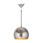 Suspension en métal argenté martelé avec source lumineuse exposée pour Hängelampe Fabricia 100 Nickel