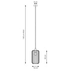 Lampe suspendue minimaliste avec abat-jour verre cylindrique nervuré, Ø16 cm