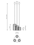 Suspension métal noir et or 3 lumières Ø30 cm avec abat-jours cylindriques