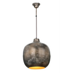 Suspension en bronze avec abat-jour texturé rond et intérieur doré pour Hängelampe Sawyer 100 Bronze