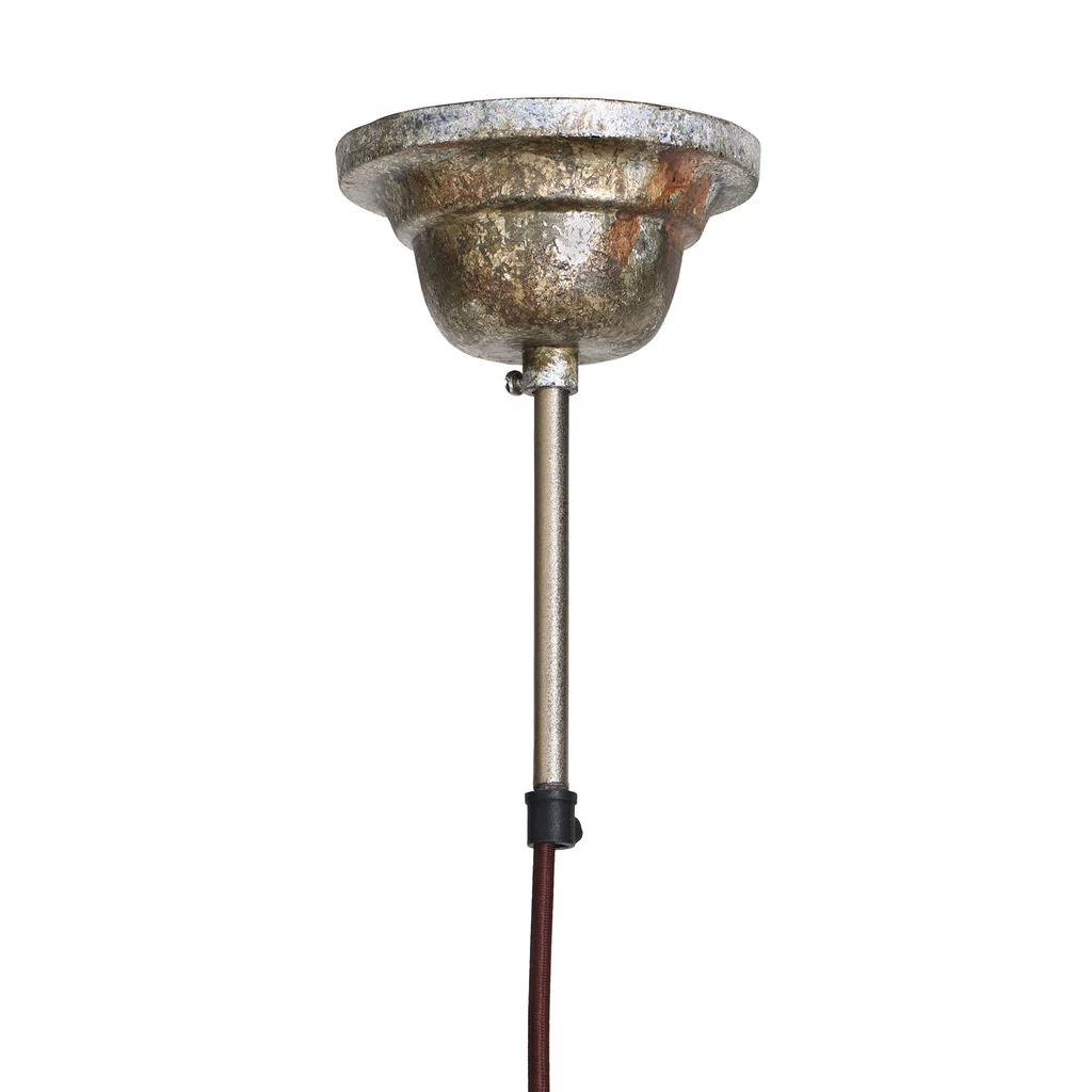 Ceinture de plafond antique en métal doré avec suspension et câble en tissu bordeaux