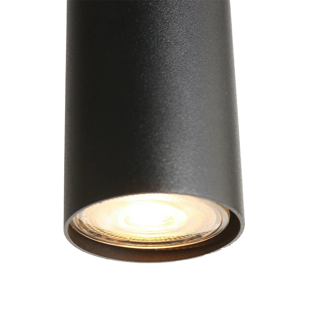 Antenne cylindrique noire pour suspension multiple en verre fumé avec sphères ajourées