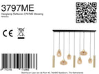 Suspension multiple en verre ambré et laiton doré pour éclairage chaleureux – 140x44 cm