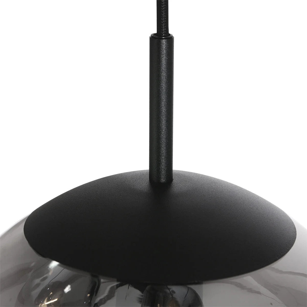 Suspension multiple en verre fumé noir boules dégradées Ø60 cm avec plafonnier élégant