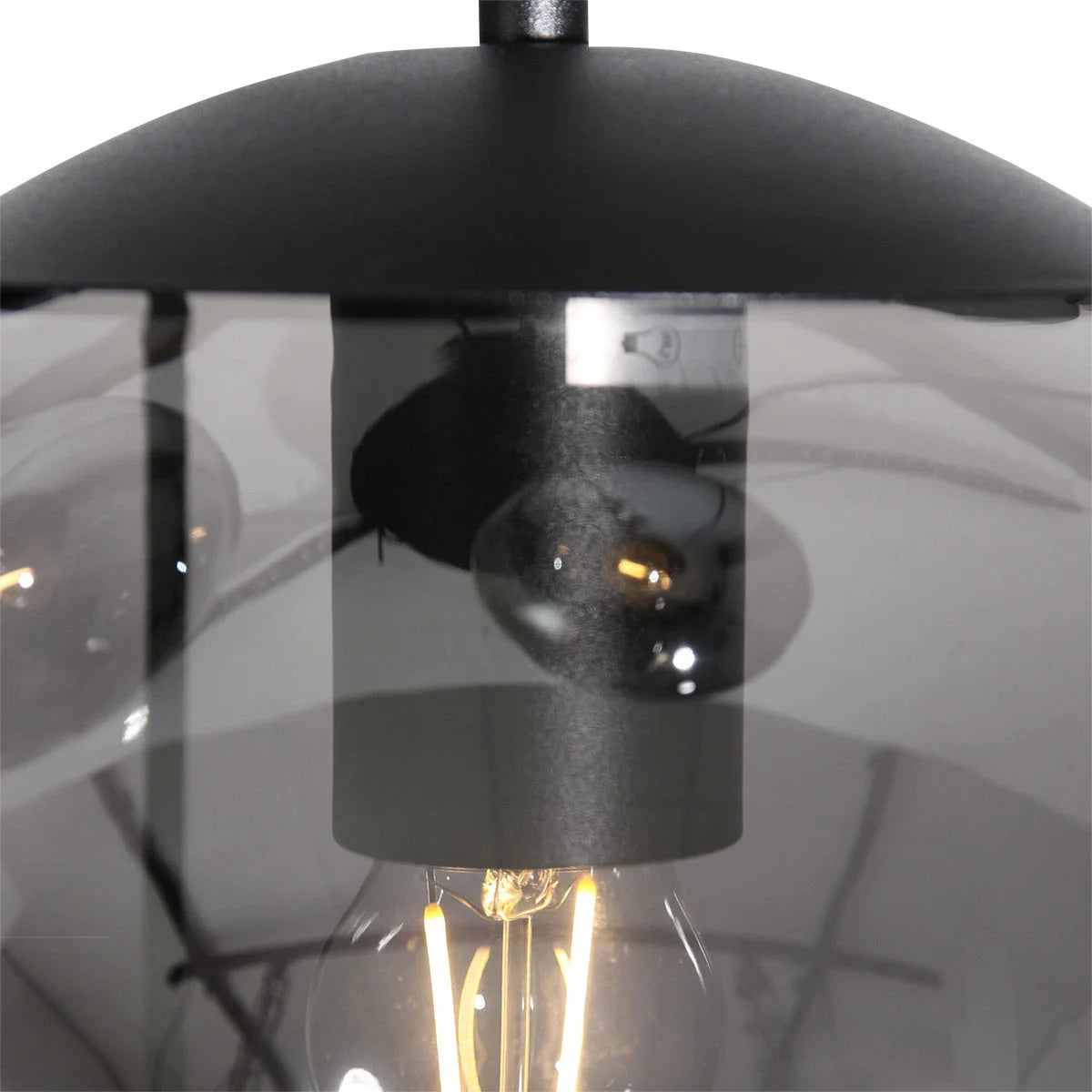 Abat-jour suspendu en verre fumé noir avec boules dégradées, diamètre 60 cm