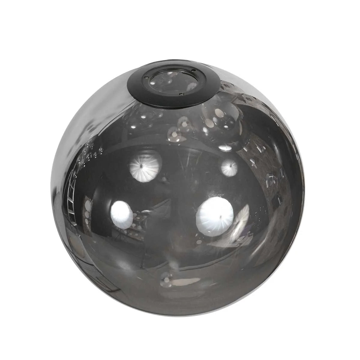 Vase sphérique réfléchissant en verre fumé gris pour Suspension multiple en verre fumé sphères brillantes noires Ø60 cm