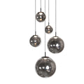 Cluster d’abat-jour en verre fumé sphériques brillantes noires suspendus ø60 cm
