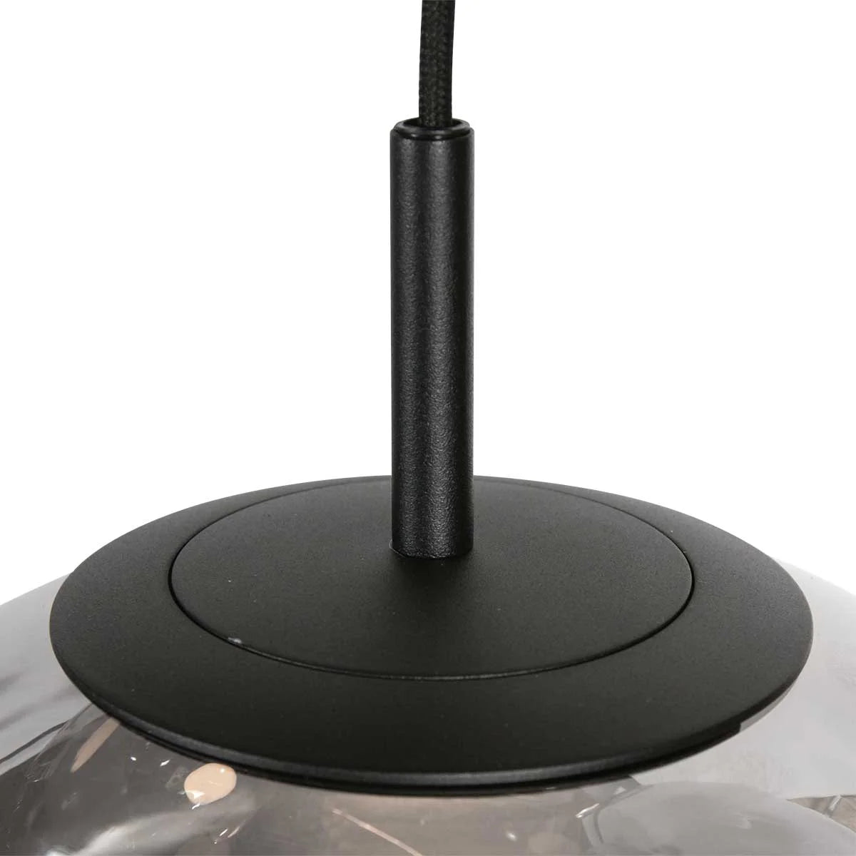 Lustre suspendu en verre fumé sphères brillantes noire de 60 cm de diamètre