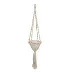 Support de plante en macramé torsadé en coton blanc naturel avec tassel suspendu
