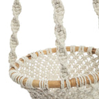Pavase suspendue en macramé torsadé en coton blanc naturel, hauteur 135 cm