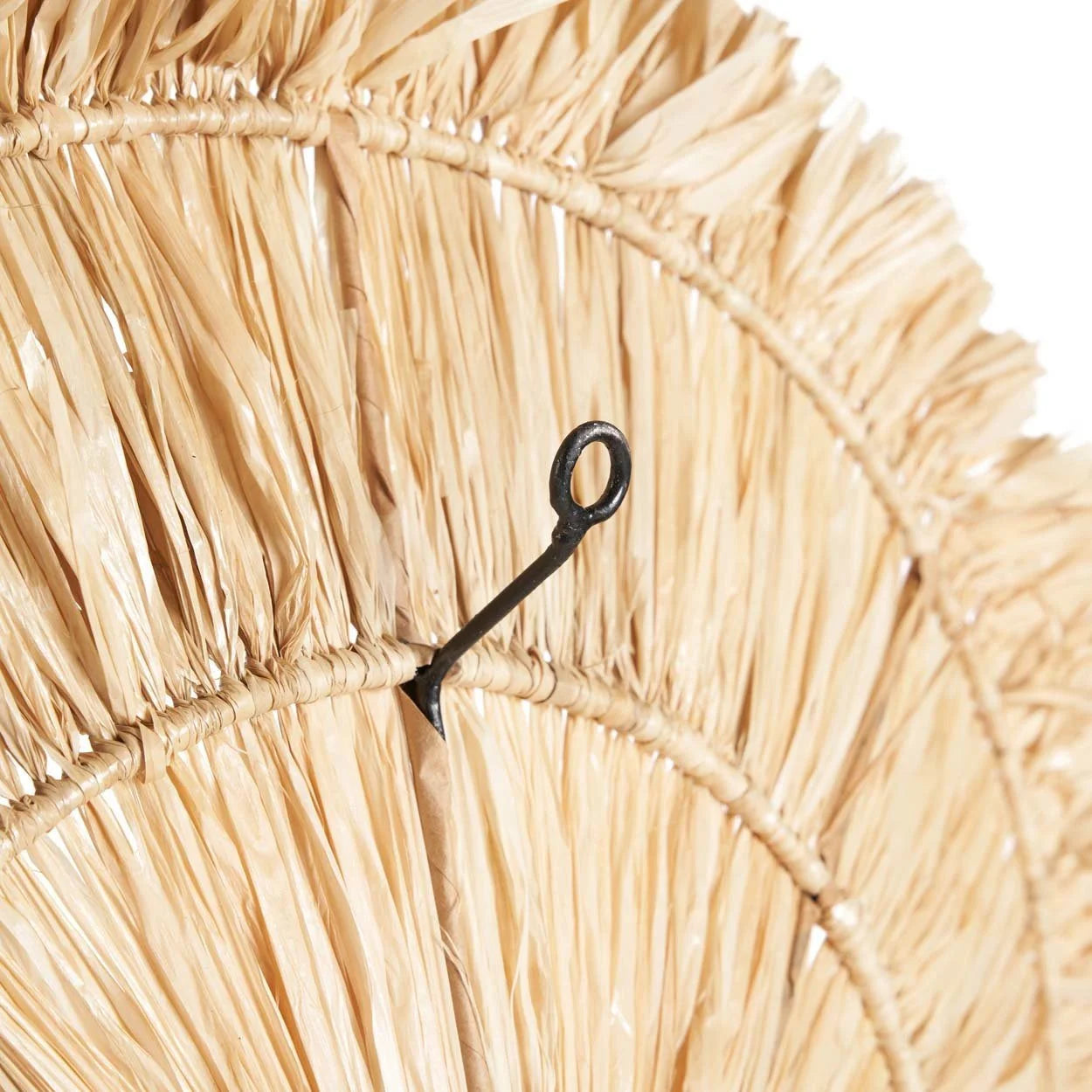 Décoration murale ronde en sisal naturel avec franges et support en métal, Ø60 cm