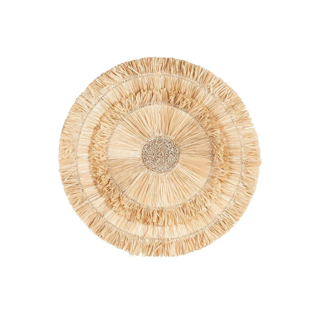 Dessus de table rond en sisal naturel avec franges concentriques, diamètre 60 cm