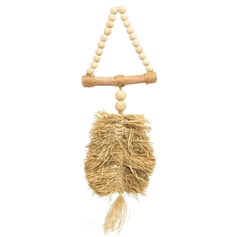Suspension murale triangle en raphia naturel - 60x25 cm