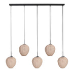 Luminaire suspendu noir avec cinq abat-jours crème pour une décoration élégante