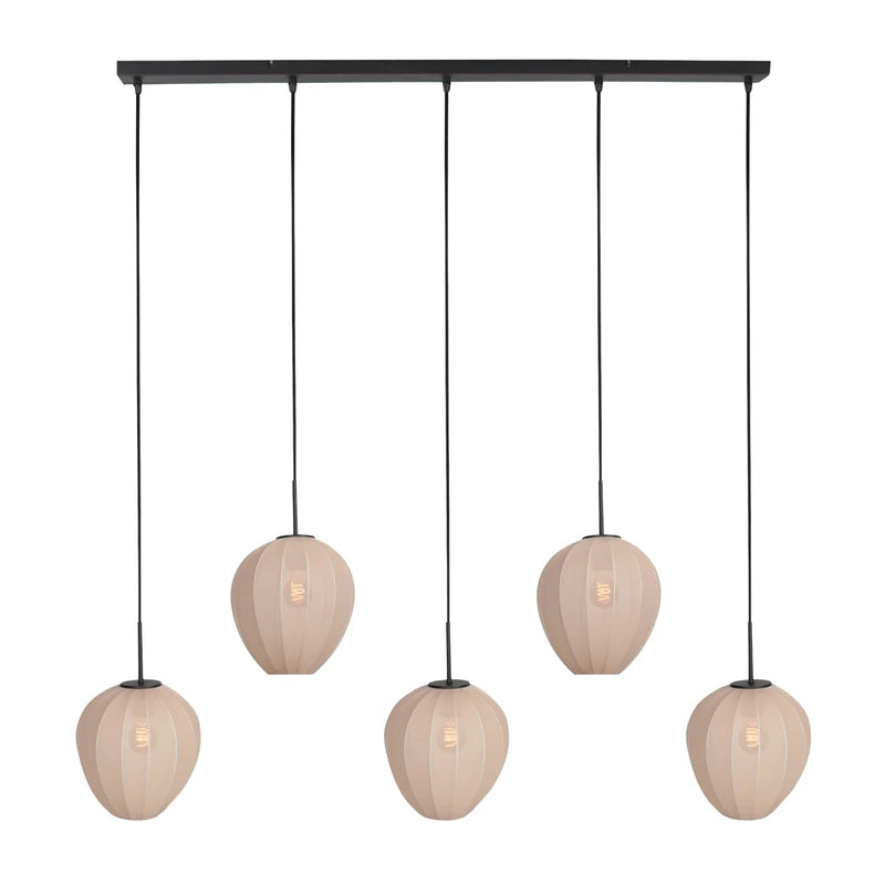 Suspension noire avec 5 abat-jours crème en ligne – 110x25 cm