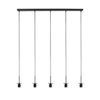 Suspension noire avec cinq abat-jours crème en ligne, lampe pendentif élégante