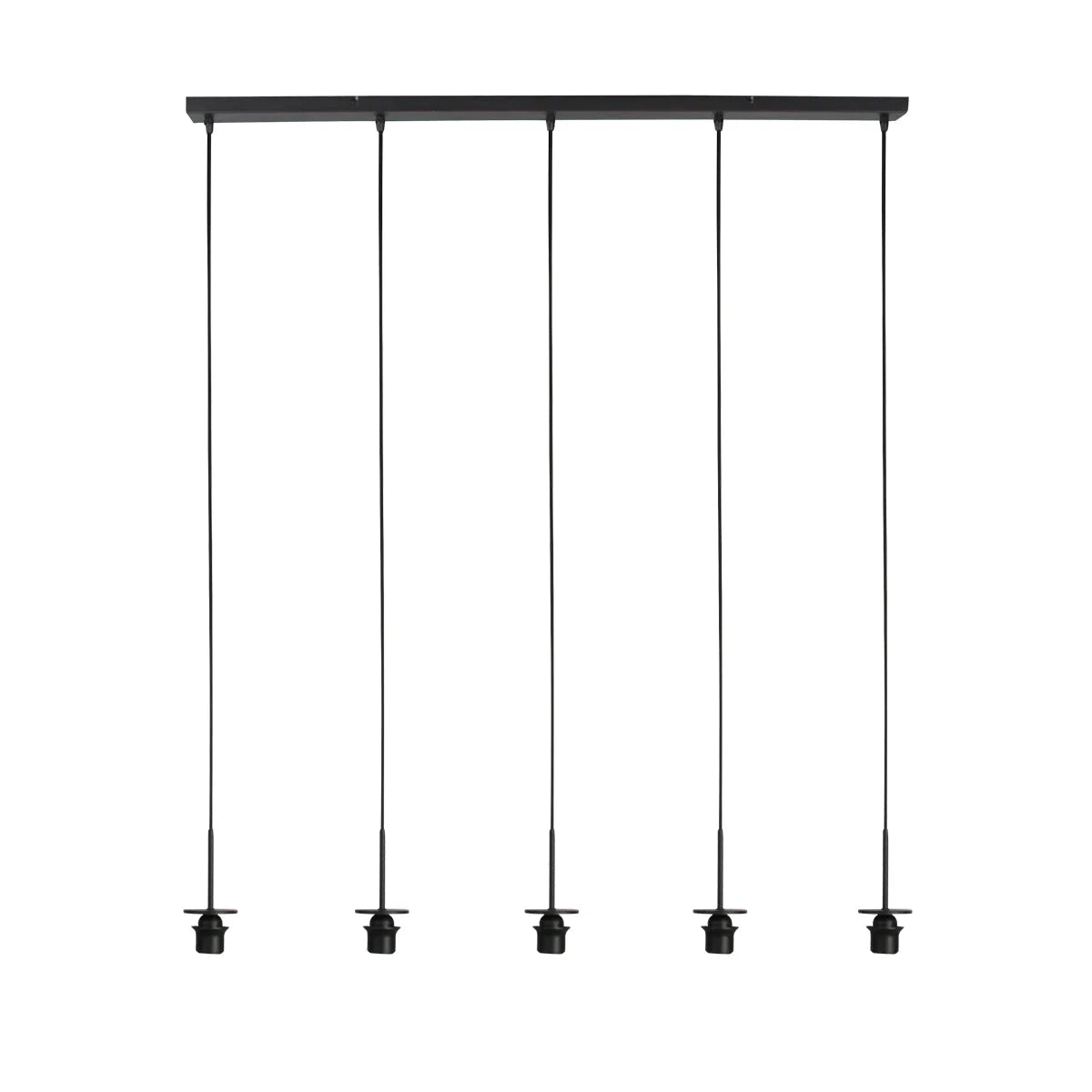 Suspension noire avec cinq abat-jours crème en ligne, lampe pendentif élégante