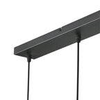Luminaire noir rectangulaire avec cinq abat-jours crème pour Suspension noire 110x25 cm