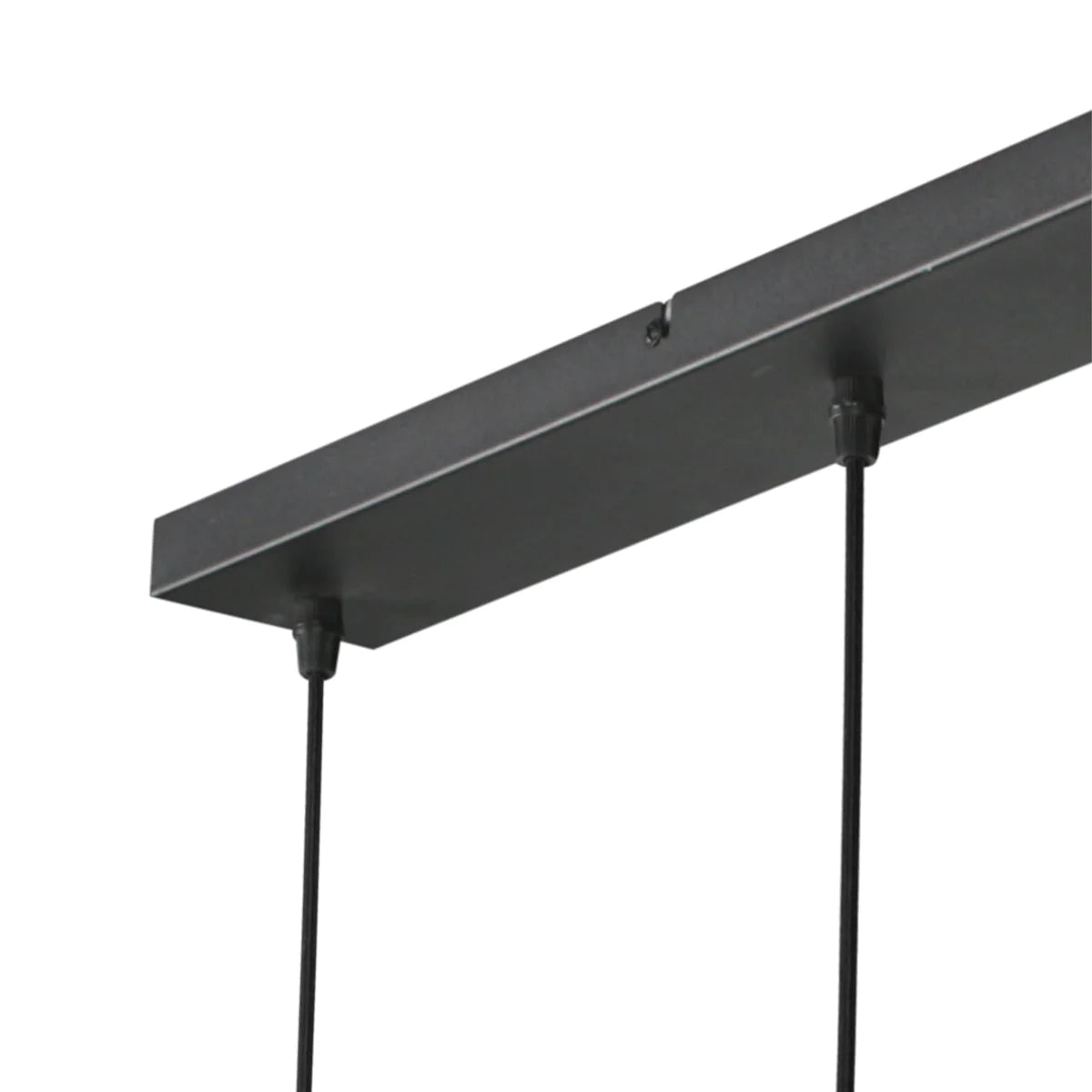 Luminaire noir rectangulaire avec cinq abat-jours crème pour Suspension noire 110x25 cm