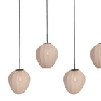 Suspension noire avec 5 abat-jours crème, luminaires sphériques suspendus élégants