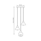 Suspension noire et bois à 3 dômes en métal mat Ø30 cm