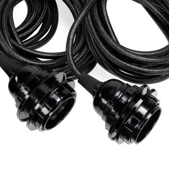Ampoules noires avec cordons tressés pour suspension longue de 250 cm