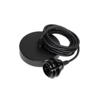 Rose de plafond noire avec câble tressé circulaire de 250 cm et porte-lampe minimaliste