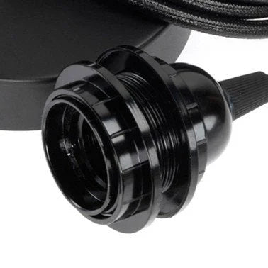 Douille en plastique noire avec câble tressé pour suspension minimaliste circulaire