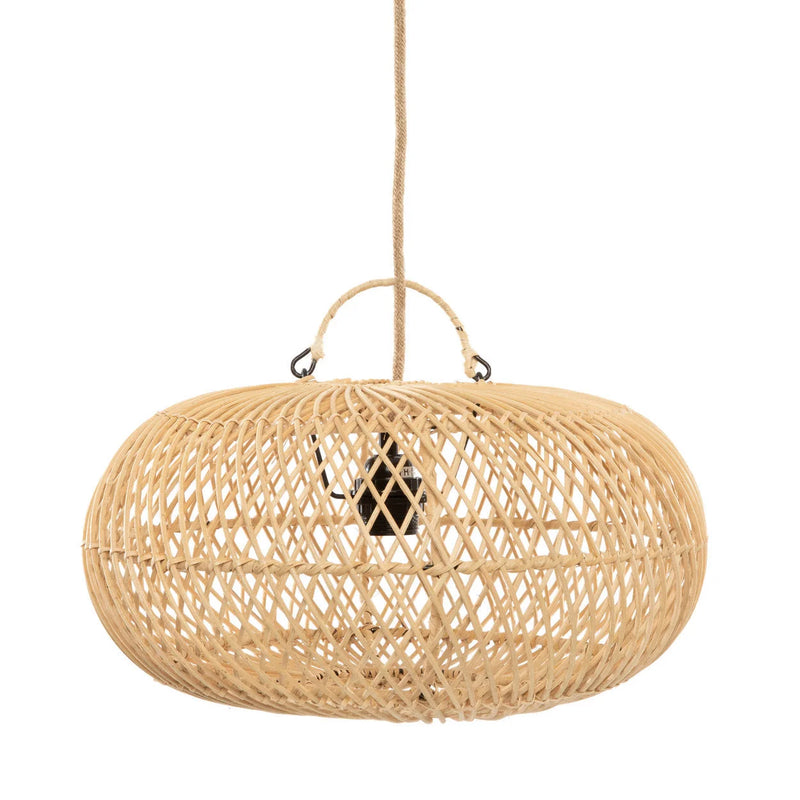 Suspension ovale en rotin naturel ajouré – Ø40 cm