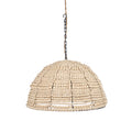 Suspension en perles de bois beige forme dôme ajouré Ø48 cm