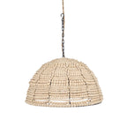 Suspension en perles de bois beige forme dôme ajouré Ø48 cm