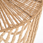 Suspension goutte en perles de bois naturel, H80 cm, design radial tissé beige