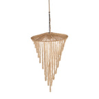 Suspension en perles de bois naturel silhouette goutte H80 cm