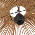 Suspension goutte en perles de bois naturel, tissage rotin, H80 cm