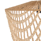 Lustre en perles de bois beige naturel, forme goutte, H80 cm