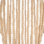Suspension en perles de bois naturel beige silhouette goutte H80 cm