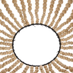 Suspension en perles de bois naturelles forme goutte H85 cm en jute